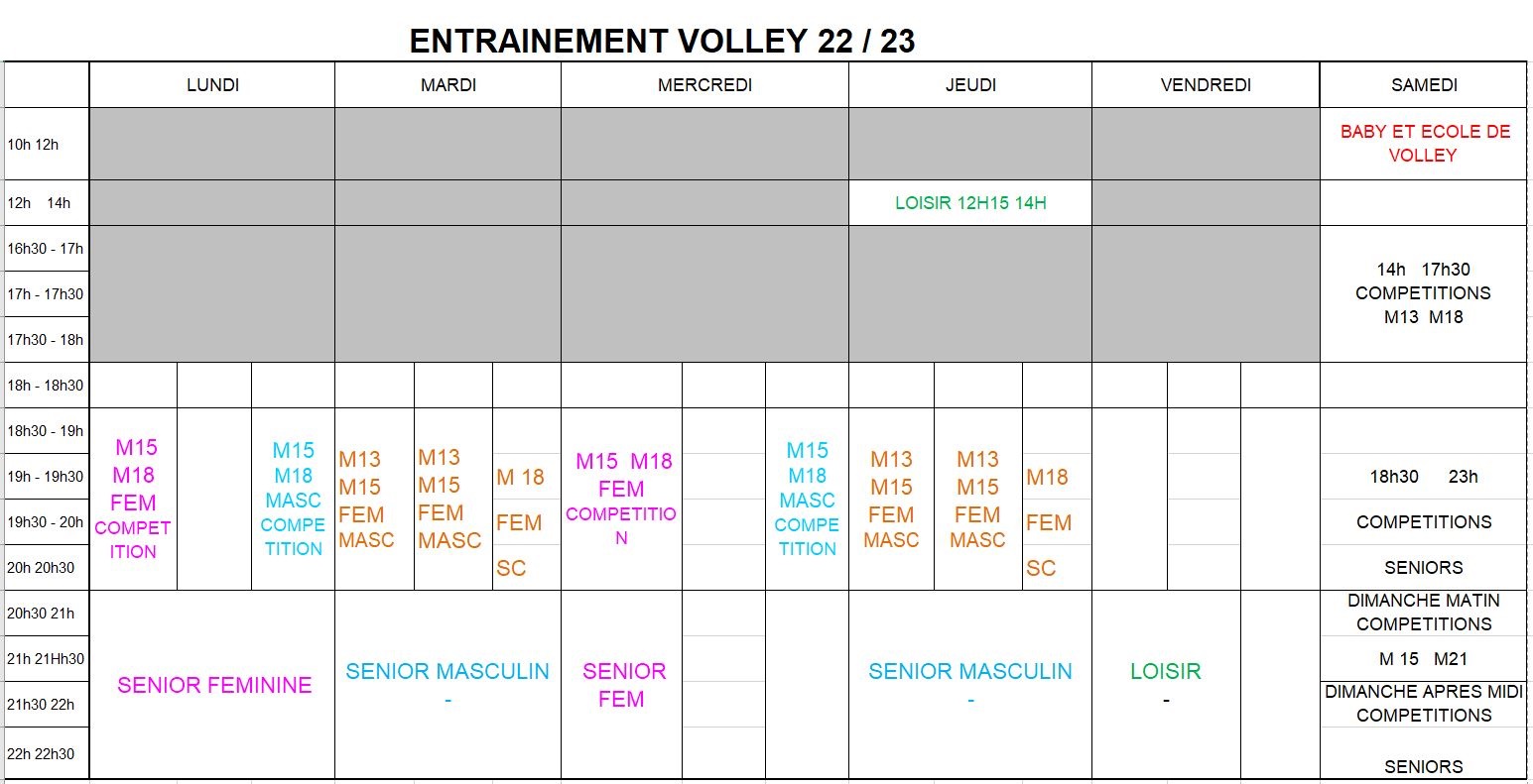 programme entrainement volley ball rosny sous bois